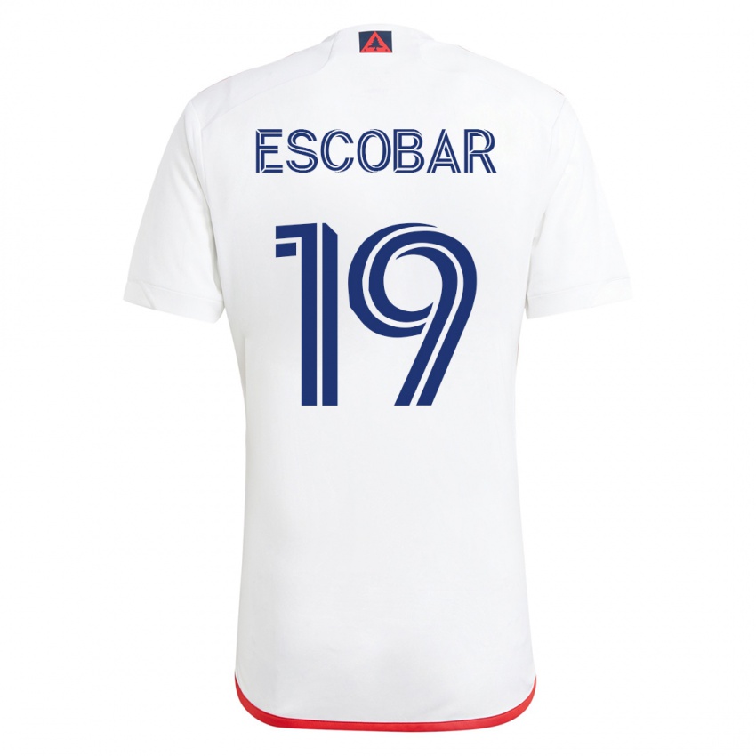 Gyermek Olger Escobar #19 Fehér Piros Idegenbeli Jersey 2023/24 Mez Póló Ing