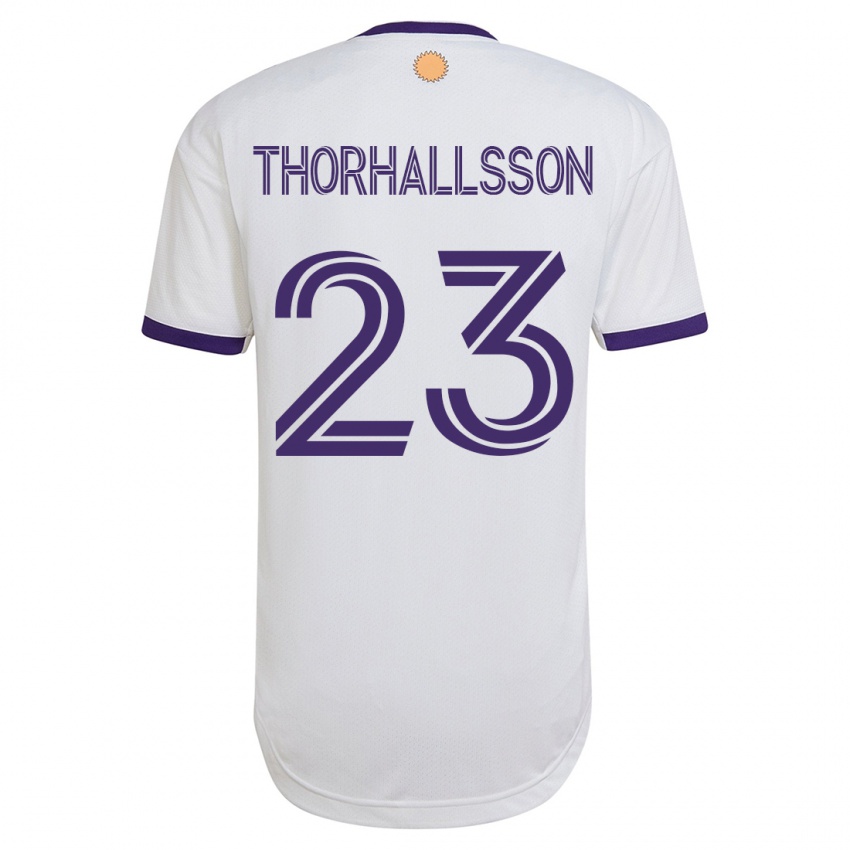 Gyermek Dagur Dan Thórhallsson #23 Fehér Idegenbeli Jersey 2023/24 Mez Póló Ing