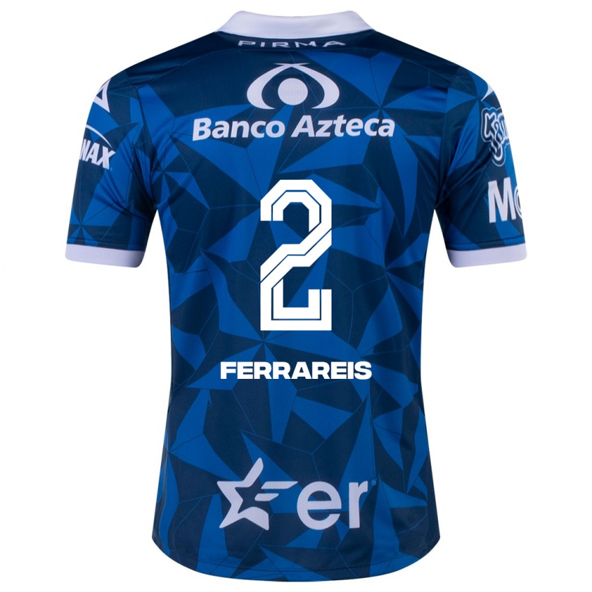 Gyermek Gustavo Ferrareis #2 Kék Idegenbeli Jersey 2023/24 Mez Póló Ing