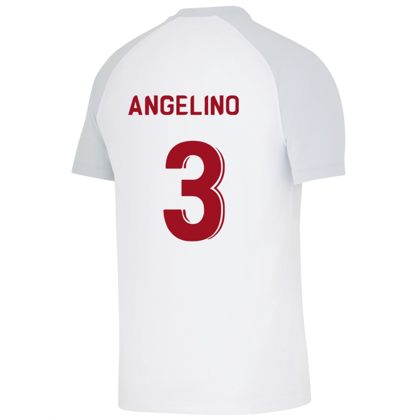 Gyermek Angelino #3 Fehér Idegenbeli Jersey 2023/24 Mez Póló Ing