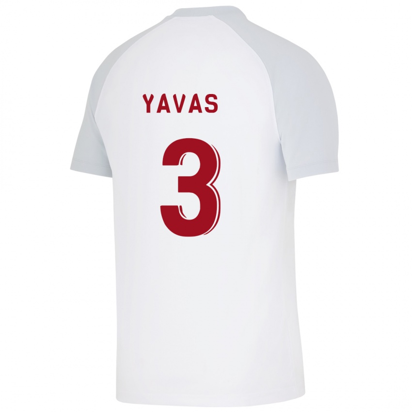 Gyermek Arda Yavas #3 Fehér Idegenbeli Jersey 2023/24 Mez Póló Ing