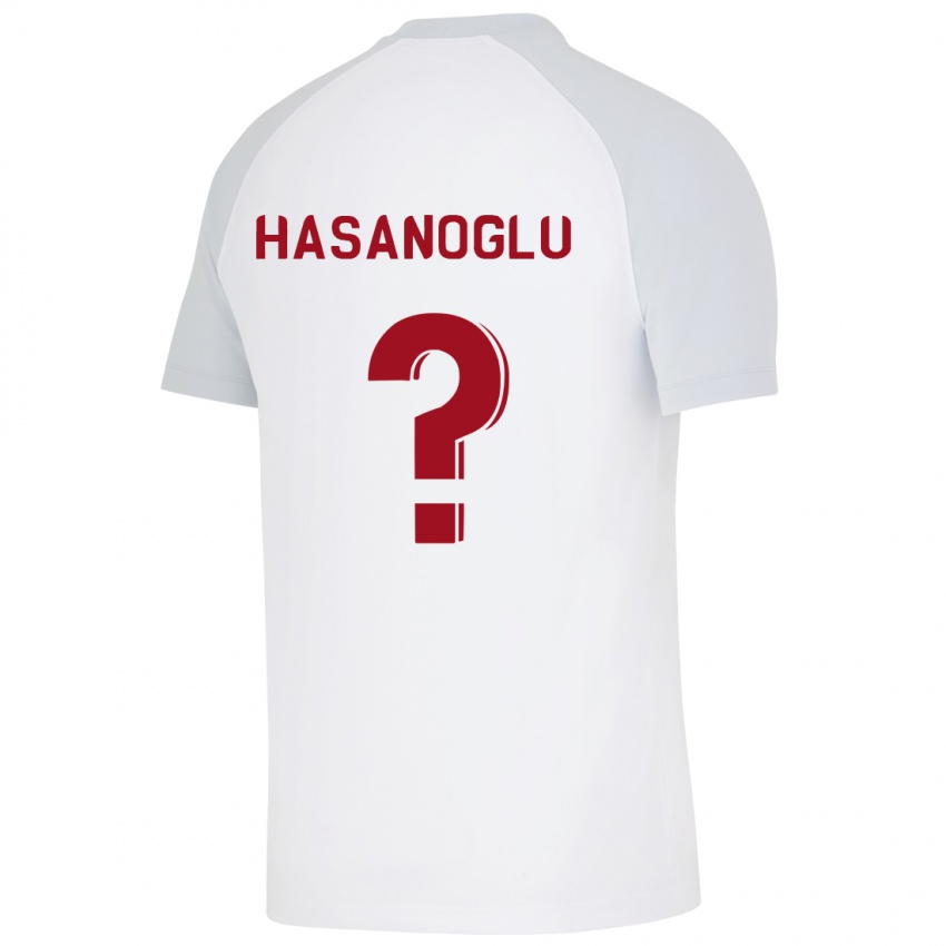 Gyermek Cinar Hasanoglu #0 Fehér Idegenbeli Jersey 2023/24 Mez Póló Ing