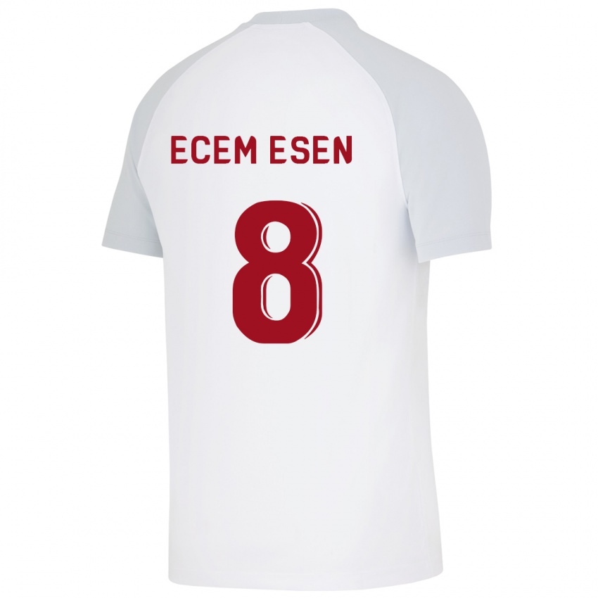 Gyermek Emine Ecem Esen #8 Fehér Idegenbeli Jersey 2023/24 Mez Póló Ing