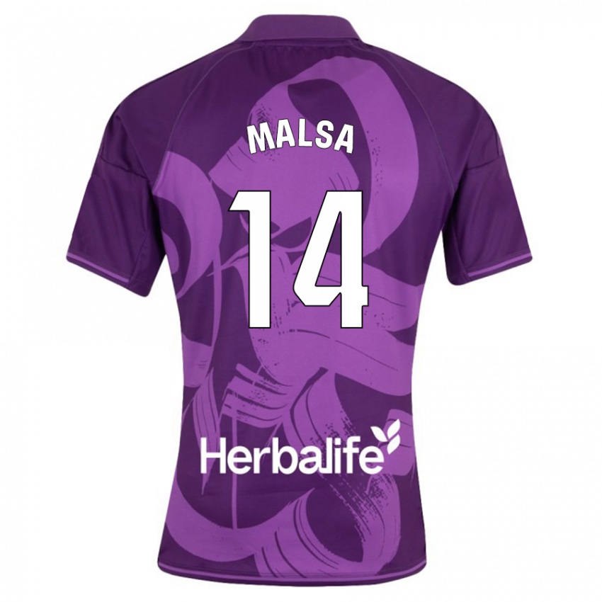 Gyermek Mickaël Malsa #14 Ibolya Idegenbeli Jersey 2023/24 Mez Póló Ing