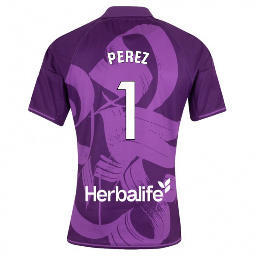 Gyermek Fer Pérez #1 Ibolya Idegenbeli Jersey 2023/24 Mez Póló Ing