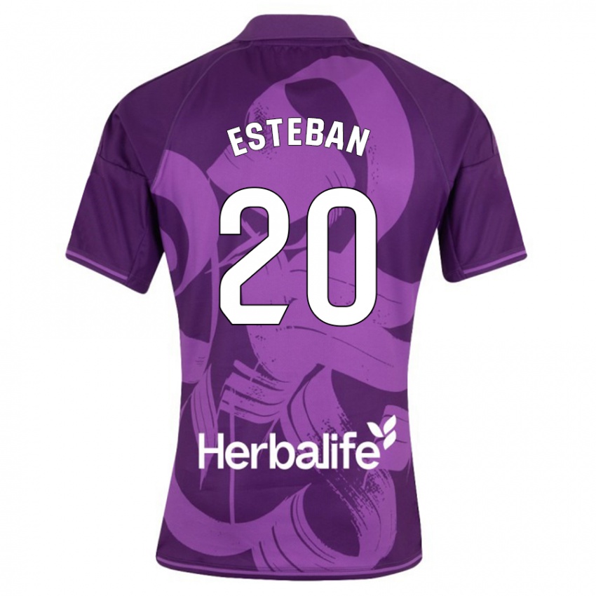 Gyermek Sergio Esteban #20 Ibolya Idegenbeli Jersey 2023/24 Mez Póló Ing