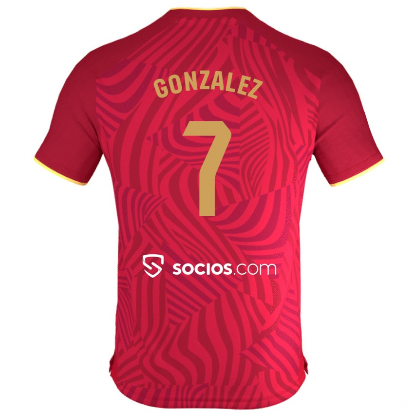 Gyermek Juan González #7 Piros Idegenbeli Jersey 2023/24 Mez Póló Ing