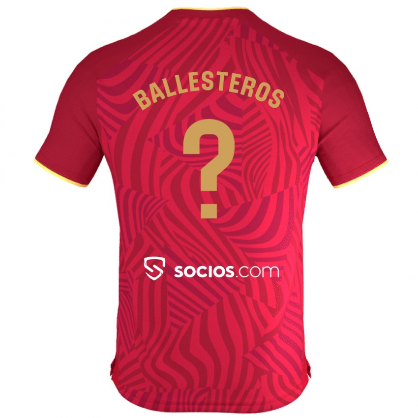 Gyermek Gonzalo Ballesteros #0 Piros Idegenbeli Jersey 2023/24 Mez Póló Ing