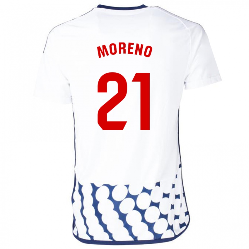 Gyermek Diego Moreno #21 Fehér Idegenbeli Jersey 2023/24 Mez Póló Ing