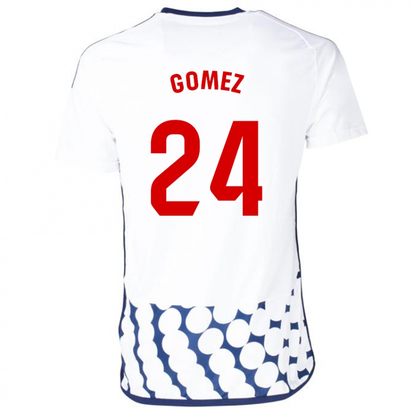 Gyermek Jonathan Gómez #24 Fehér Idegenbeli Jersey 2023/24 Mez Póló Ing