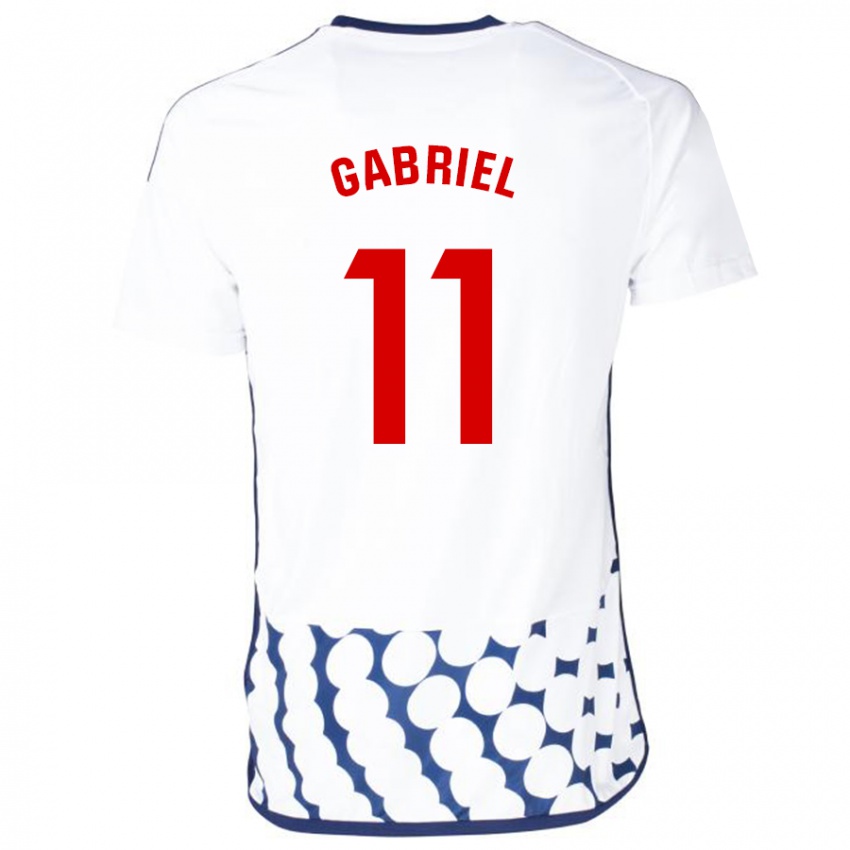 Gyermek Sergio Gabriel #11 Fehér Idegenbeli Jersey 2023/24 Mez Póló Ing