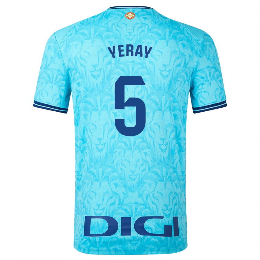 Gyermek Yeray Álvarez #5 Égszínkék Idegenbeli Jersey 2023/24 Mez Póló Ing