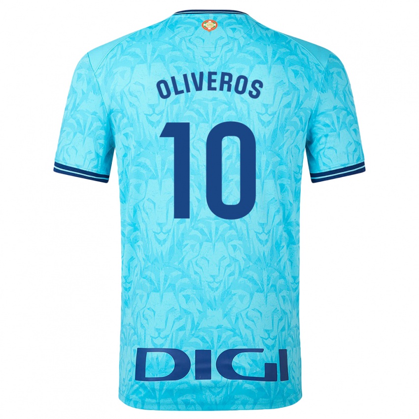 Gyermek Aimar Oliveros #10 Égszínkék Idegenbeli Jersey 2023/24 Mez Póló Ing