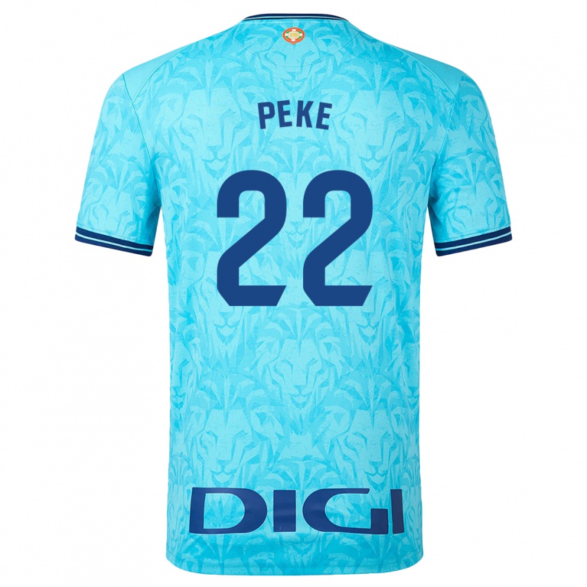 Gyermek Ainize Barea Nuñez #22 Égszínkék Idegenbeli Jersey 2023/24 Mez Póló Ing