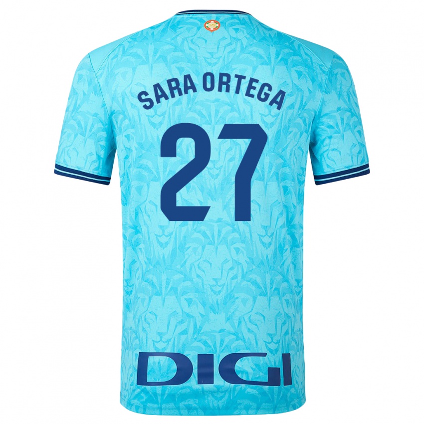 Gyermek Sara Ortega Ruiz #27 Égszínkék Idegenbeli Jersey 2023/24 Mez Póló Ing