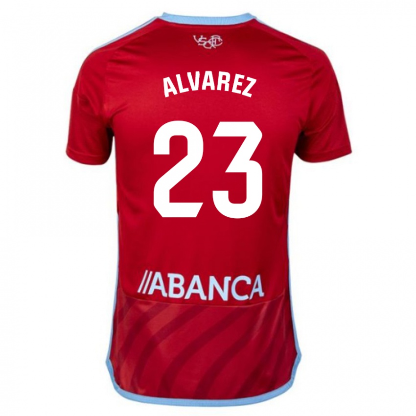 Gyermek Hugo Álvarez #23 Piros Idegenbeli Jersey 2023/24 Mez Póló Ing