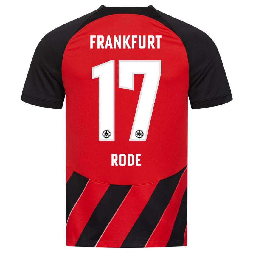 Férfi Sebastian Rode #17 Piros Fekete Hazai Jersey 2023/24 Mez Póló Ing