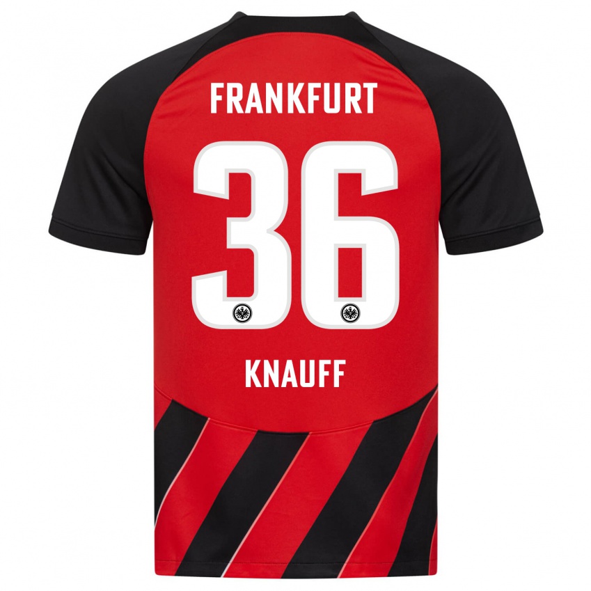 Férfi Ansgar Knauff #36 Piros Fekete Hazai Jersey 2023/24 Mez Póló Ing