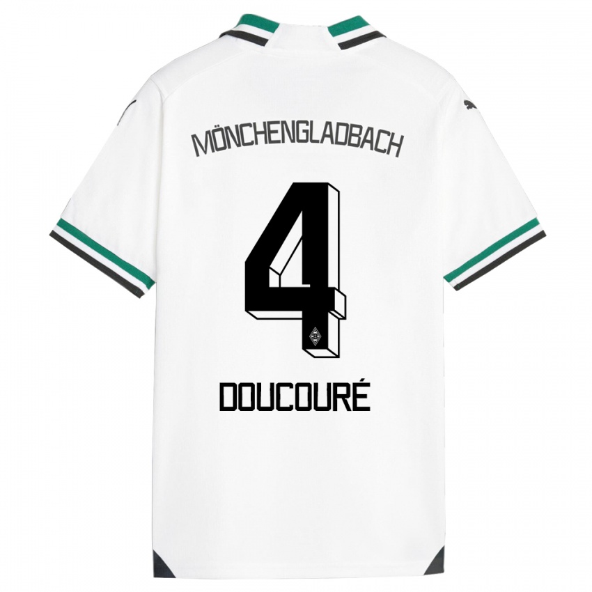 Férfi Mamadou Doucoure #4 Fehér Zöld Hazai Jersey 2023/24 Mez Póló Ing