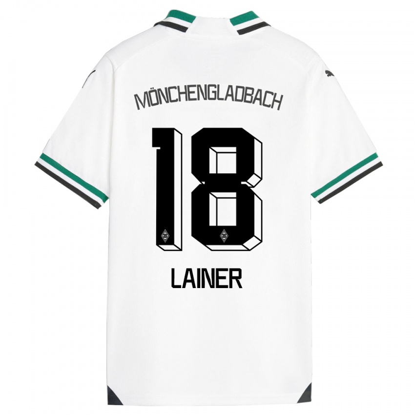 Férfi Stefan Lainer #18 Fehér Zöld Hazai Jersey 2023/24 Mez Póló Ing