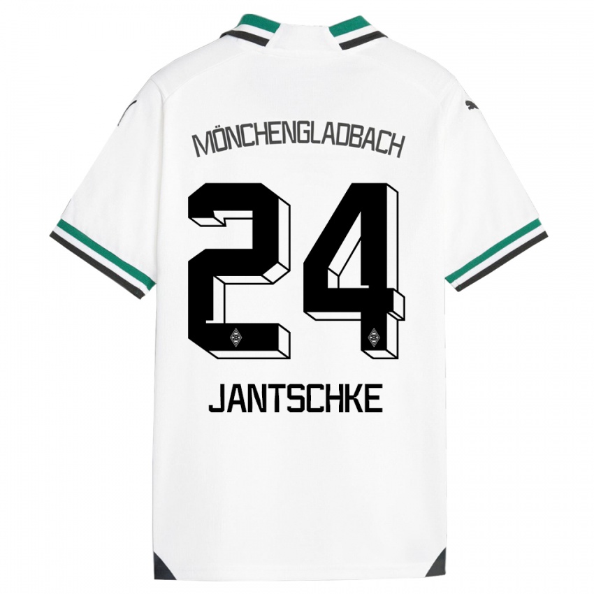 Férfi Tony Jantschke #24 Fehér Zöld Hazai Jersey 2023/24 Mez Póló Ing