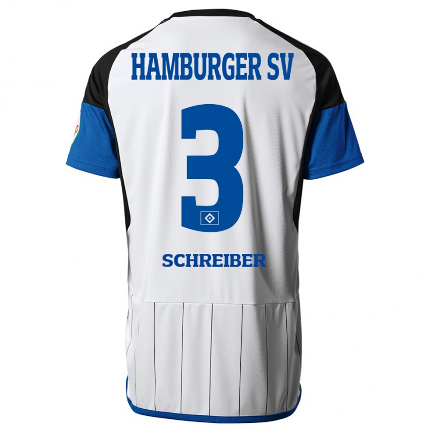 Férfi David Schreiber #3 Fehér Hazai Jersey 2023/24 Mez Póló Ing