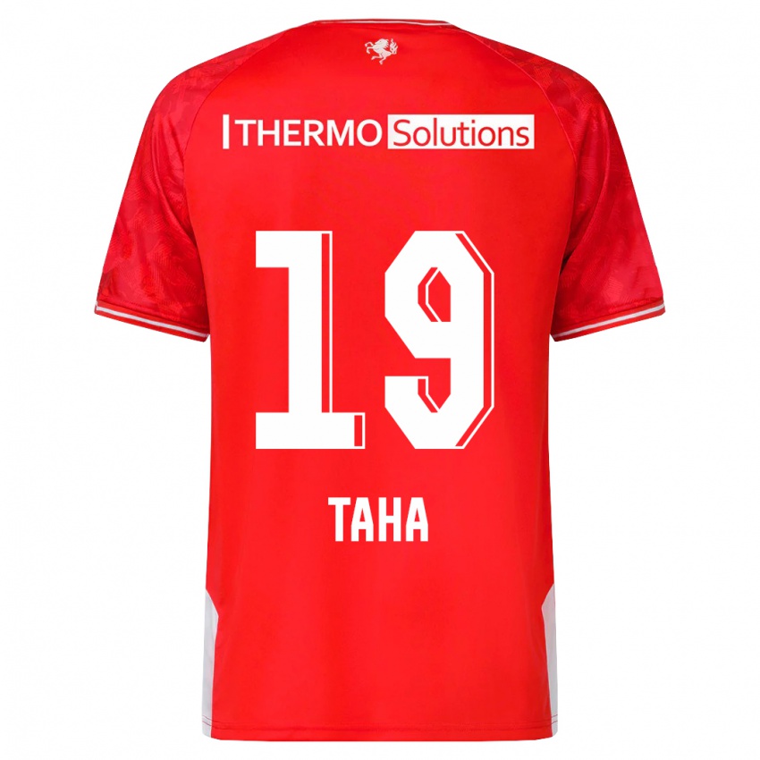 Férfi Younes Taha #19 Piros Hazai Jersey 2023/24 Mez Póló Ing