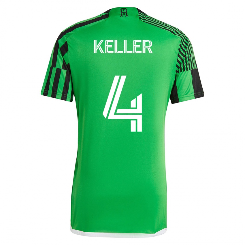 Férfi Kipp Keller #4 Zöld Fekete Hazai Jersey 2023/24 Mez Póló Ing