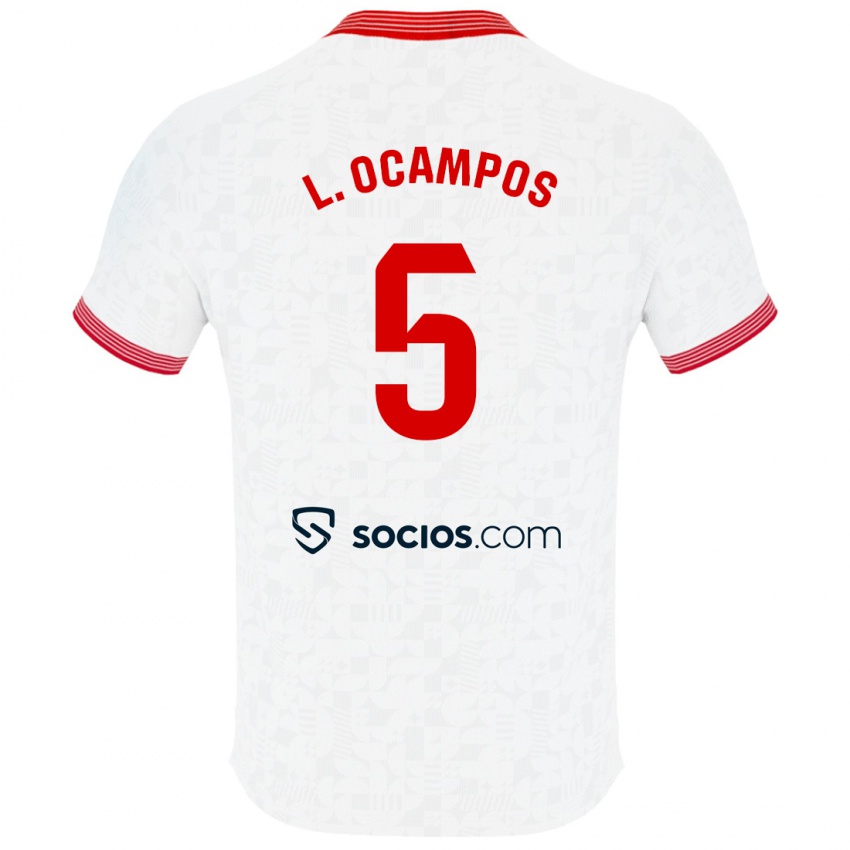 Férfi Lucas Ocampos #5 Fehér Hazai Jersey 2023/24 Mez Póló Ing