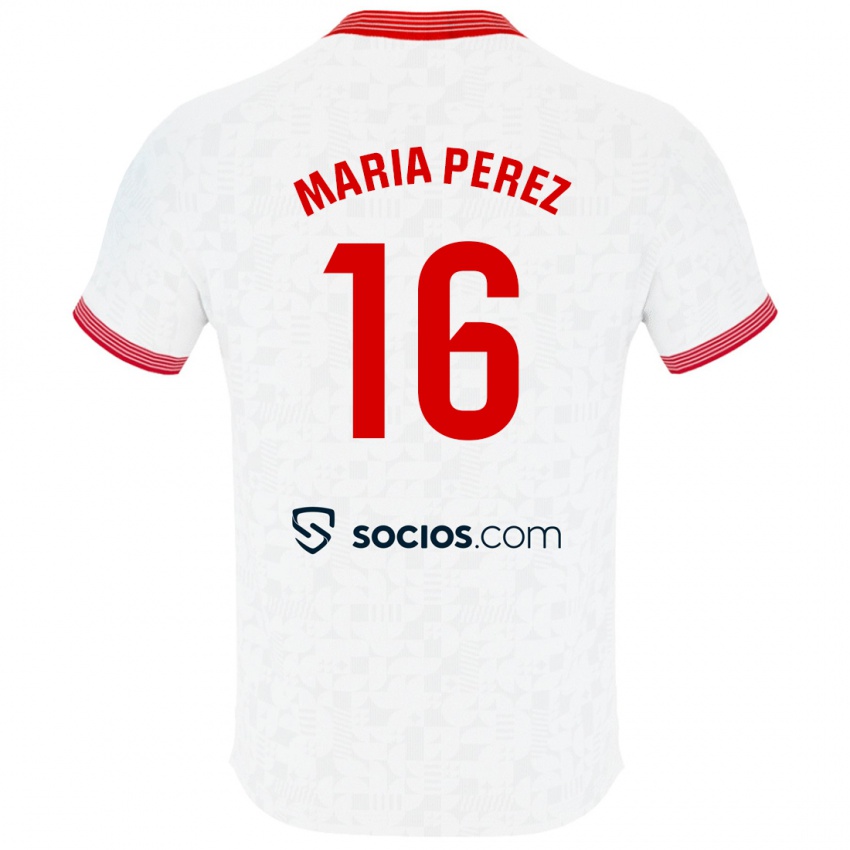 Férfi María Pérez Rabaza #16 Fehér Hazai Jersey 2023/24 Mez Póló Ing