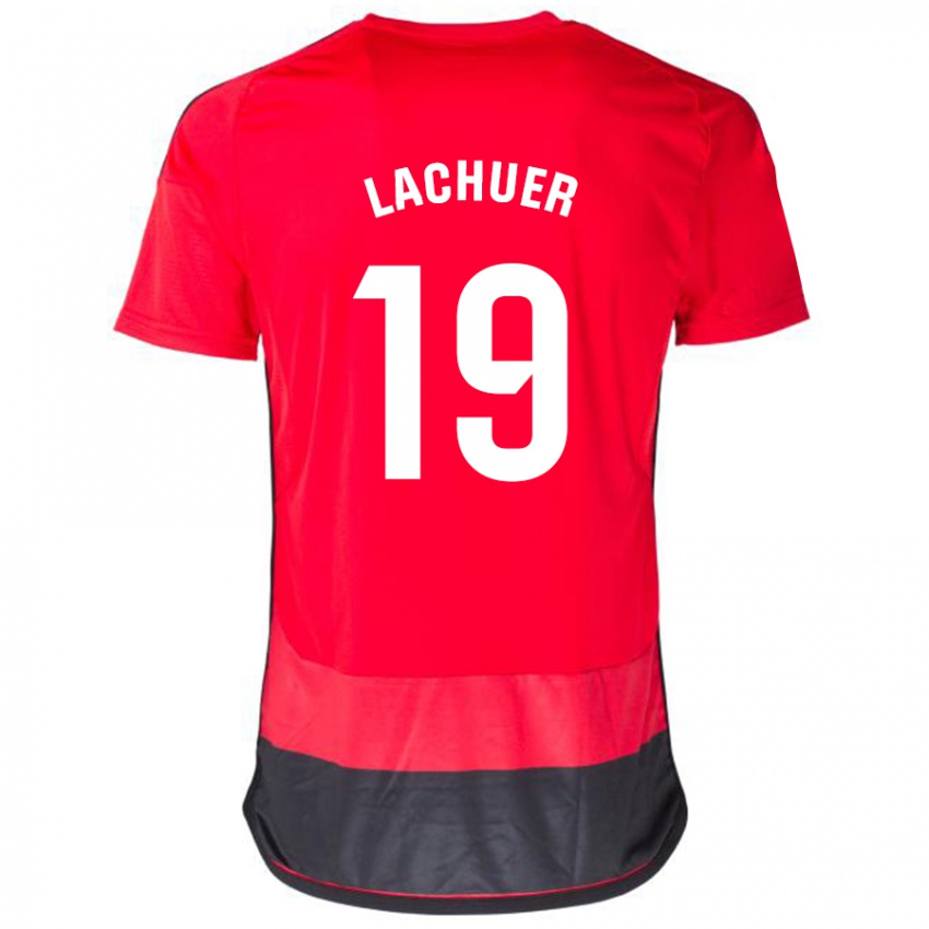 Férfi Mathis Lachuer #19 Piros Fekete Hazai Jersey 2023/24 Mez Póló Ing