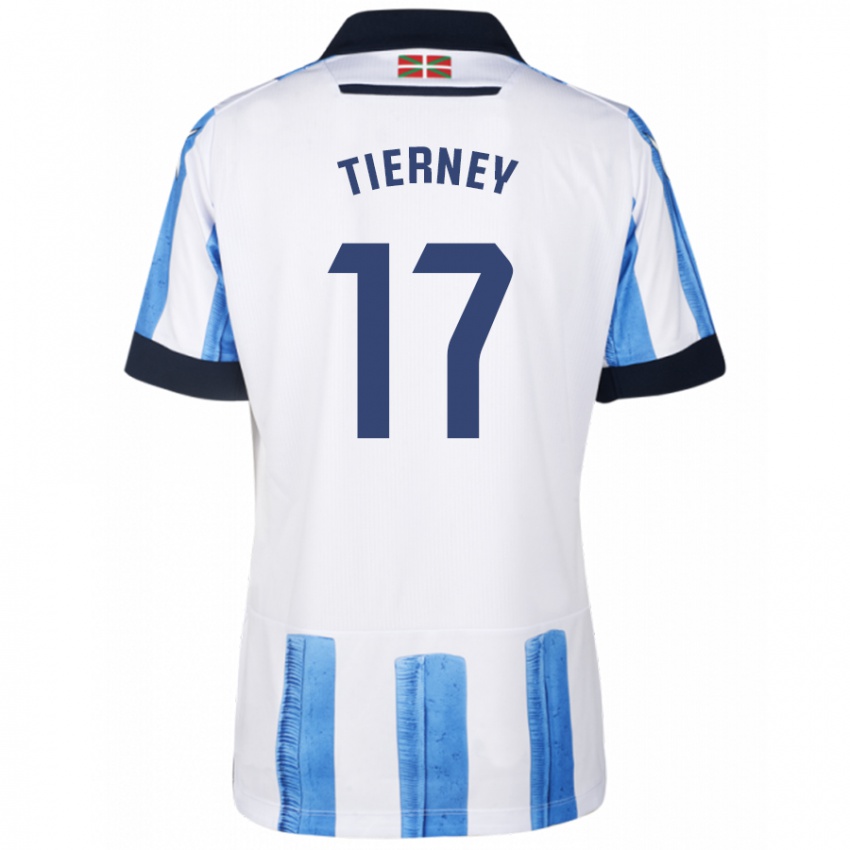 Férfi Kieran Tierney #17 Kék Fehér Hazai Jersey 2023/24 Mez Póló Ing