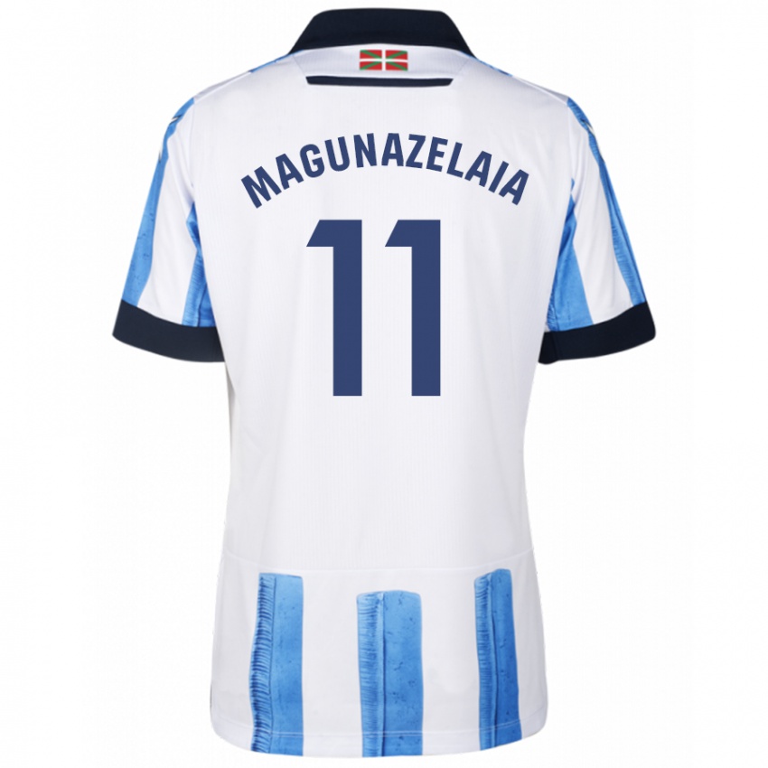 Férfi Jon Magunazelaia #11 Kék Fehér Hazai Jersey 2023/24 Mez Póló Ing