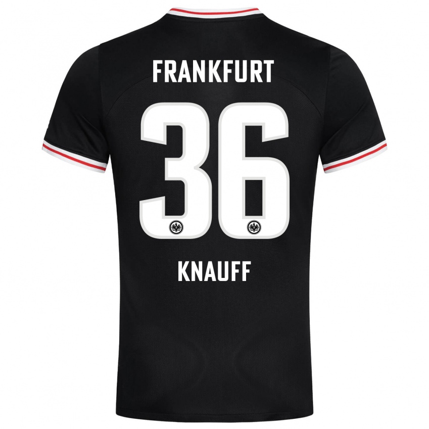 Férfi Ansgar Knauff #36 Fekete Idegenbeli Jersey 2023/24 Mez Póló Ing