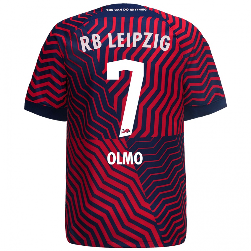 Férfi Dani Olmo #7 Kék Piros Idegenbeli Jersey 2023/24 Mez Póló Ing