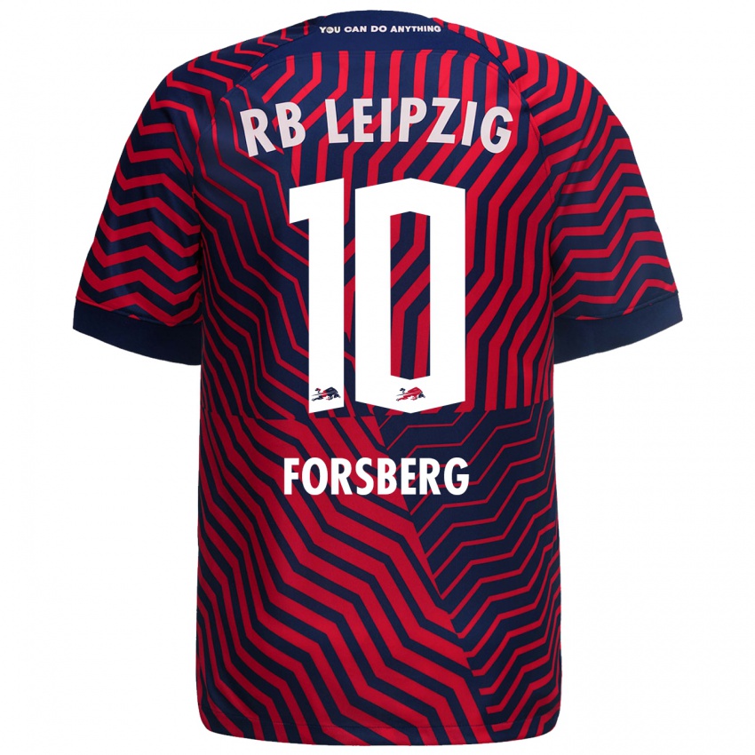 Férfi Emil Forsberg #10 Kék Piros Idegenbeli Jersey 2023/24 Mez Póló Ing