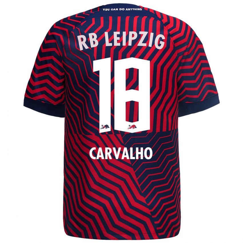 Férfi Fabio Carvalho #18 Kék Piros Idegenbeli Jersey 2023/24 Mez Póló Ing