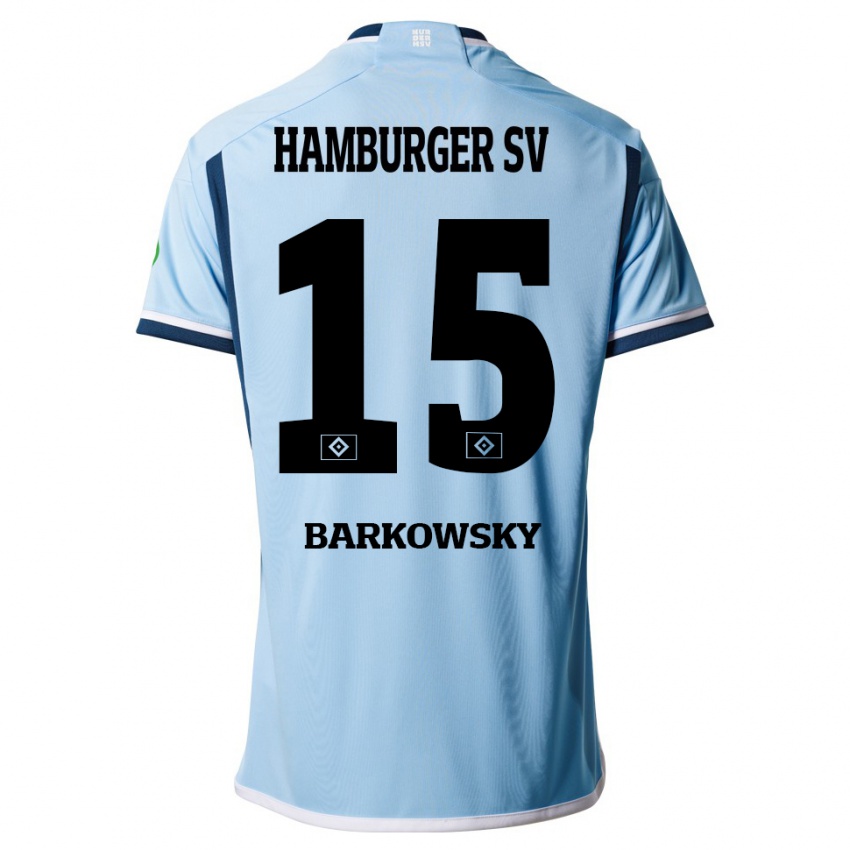 Férfi Finn Barkowsky #15 Kék Idegenbeli Jersey 2023/24 Mez Póló Ing