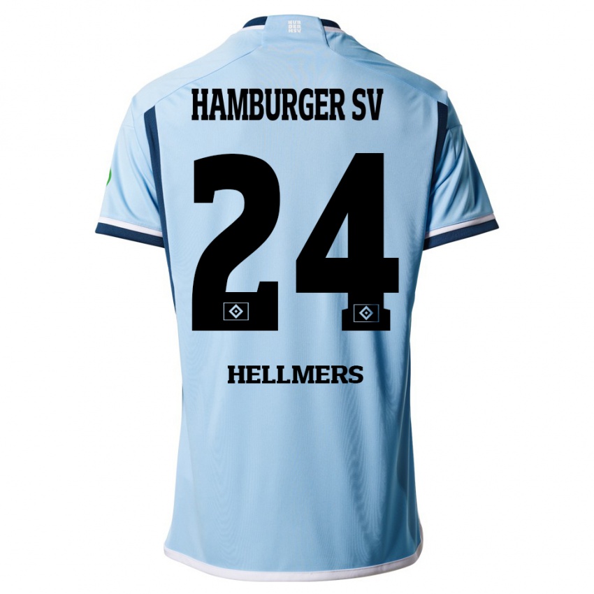 Férfi Maximilian Hellmers #24 Kék Idegenbeli Jersey 2023/24 Mez Póló Ing