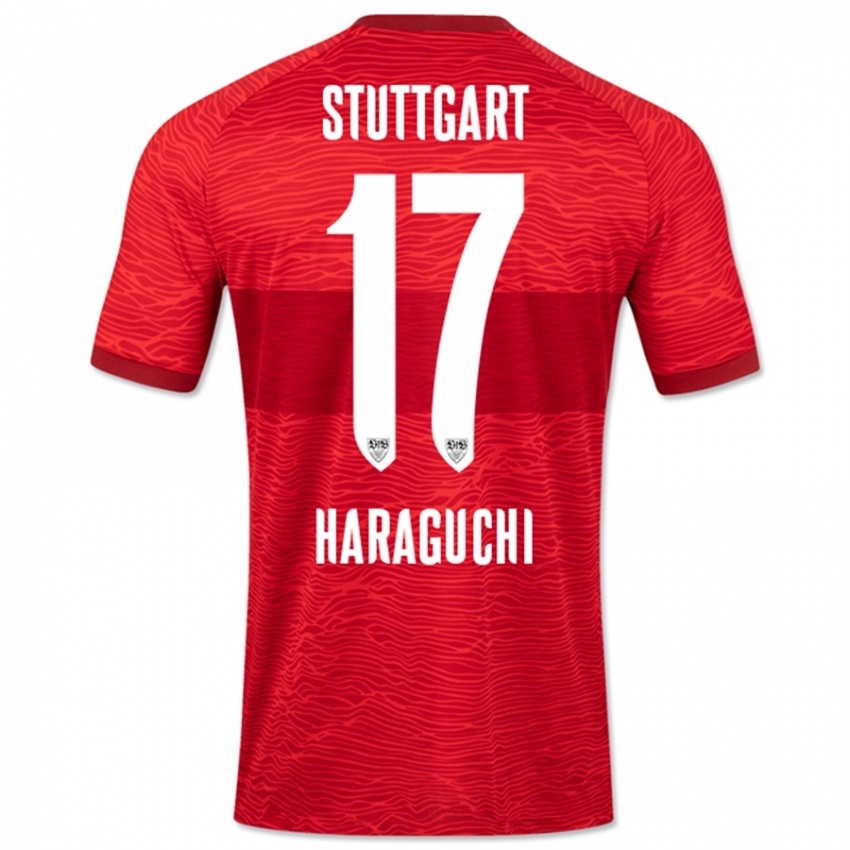 Férfi Genki Haraguchi #17 Piros Idegenbeli Jersey 2023/24 Mez Póló Ing