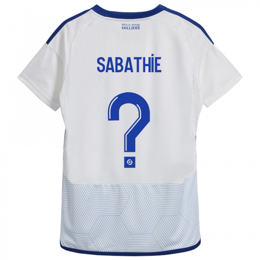 Férfi Gabin Sabathié #0 Fehér Idegenbeli Jersey 2023/24 Mez Póló Ing