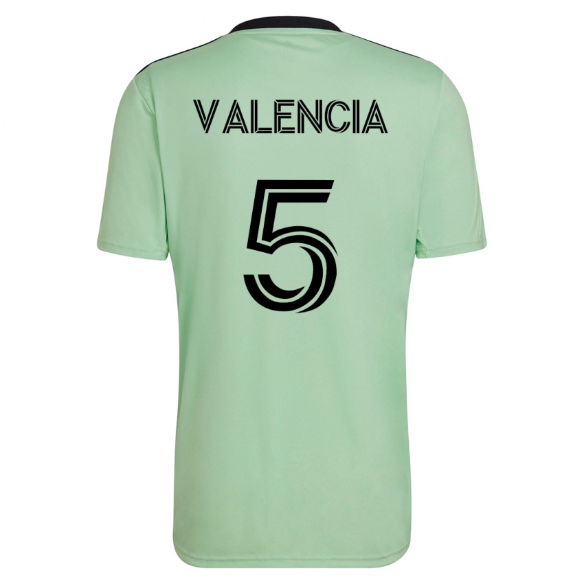 Férfi Jhojan Valencia #5 Világos Zöld Idegenbeli Jersey 2023/24 Mez Póló Ing