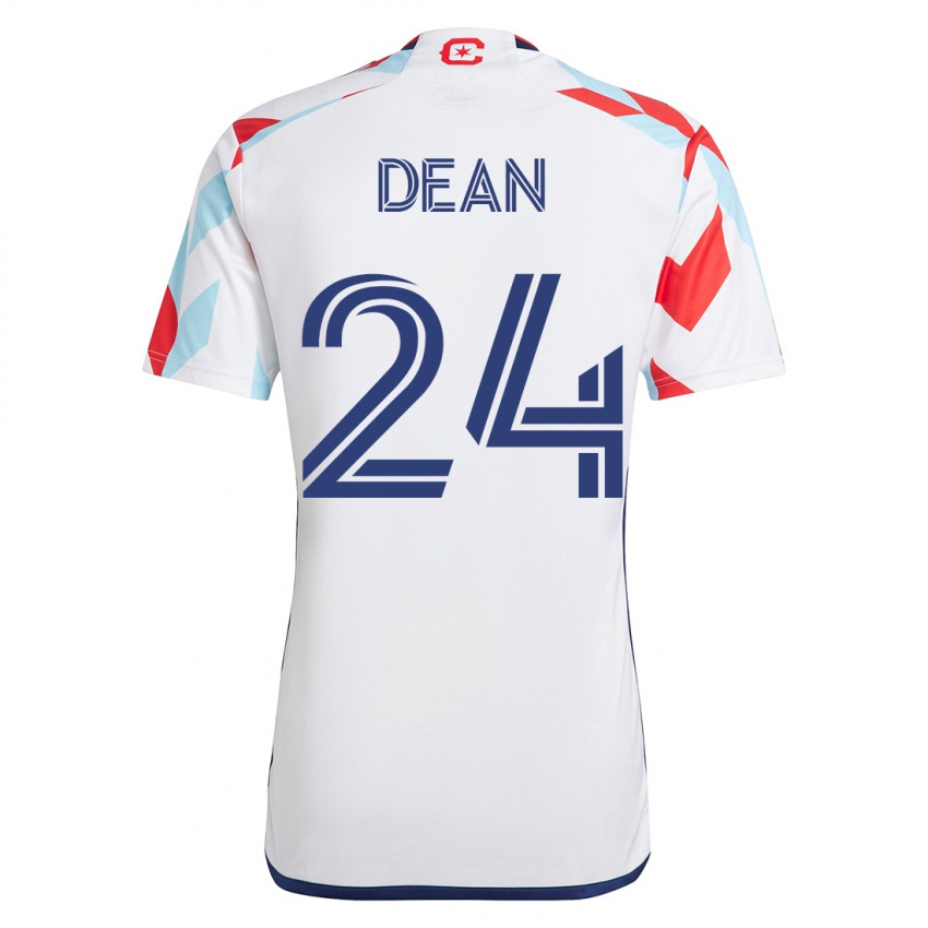 Férfi Jonathan Dean #24 Fehér Kék Idegenbeli Jersey 2023/24 Mez Póló Ing