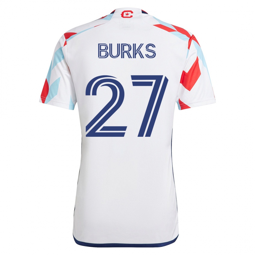 Férfi Kendall Burks #27 Fehér Kék Idegenbeli Jersey 2023/24 Mez Póló Ing