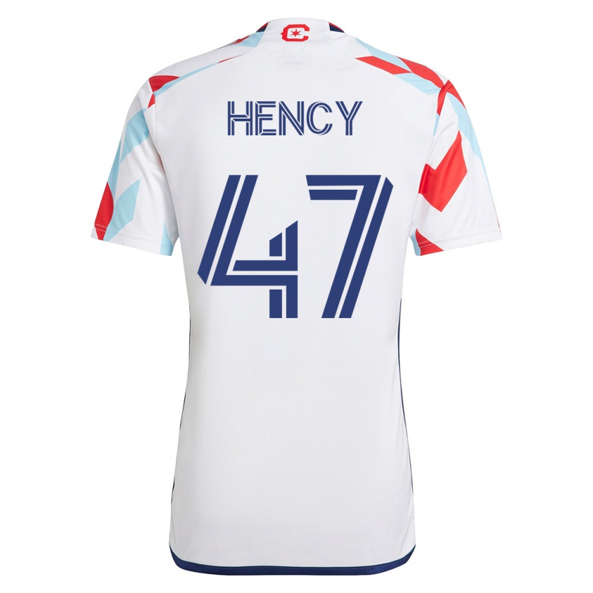 Férfi Billy Hency #47 Fehér Kék Idegenbeli Jersey 2023/24 Mez Póló Ing