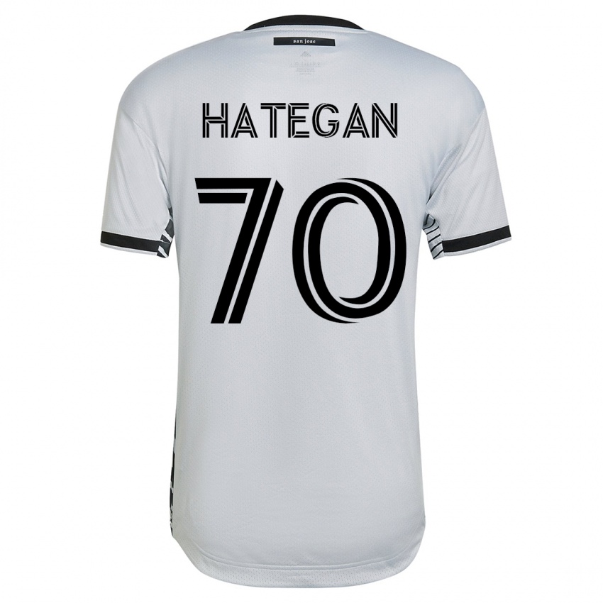 Férfi Roberto Hategan #70 Fehér Idegenbeli Jersey 2023/24 Mez Póló Ing