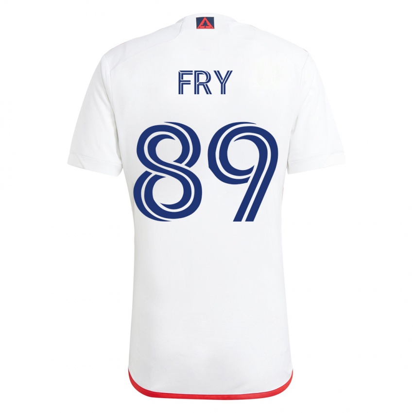 Férfi Malcolm Fry #89 Fehér Piros Idegenbeli Jersey 2023/24 Mez Póló Ing