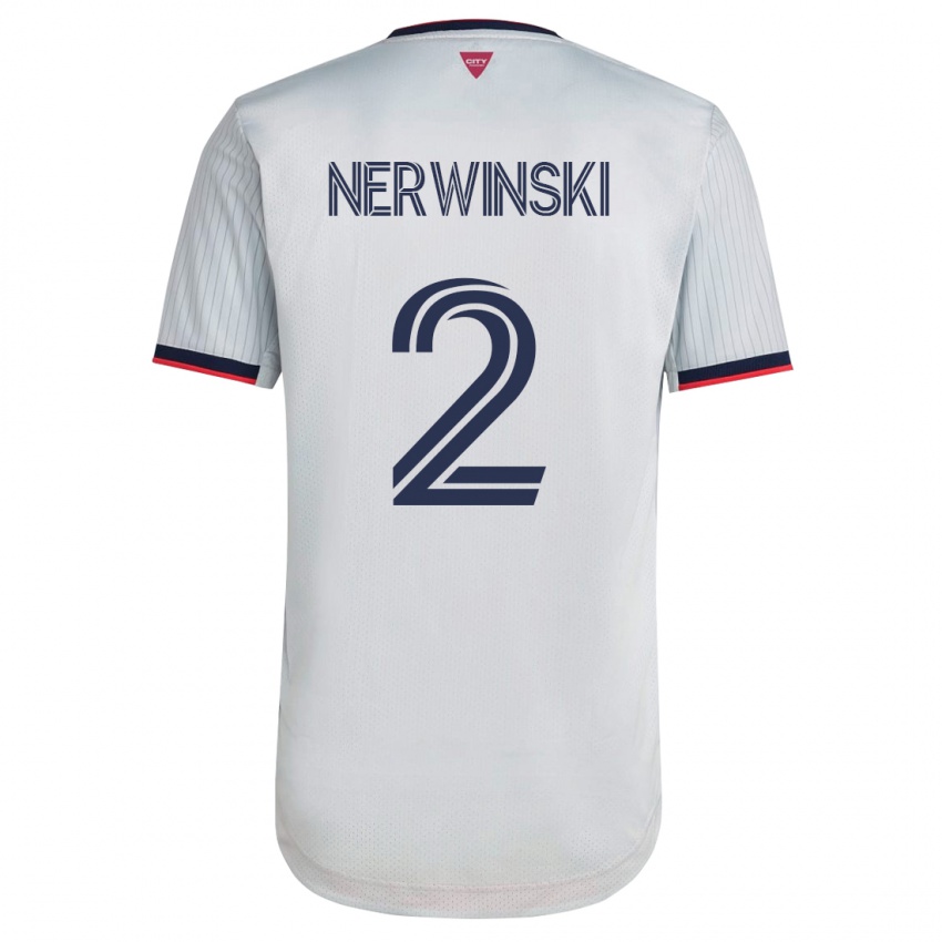 Férfi Jake Nerwinski #2 Fehér Idegenbeli Jersey 2023/24 Mez Póló Ing