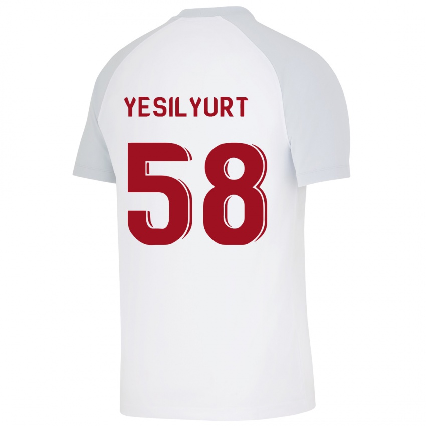 Férfi Ali Yeşilyurt #58 Fehér Idegenbeli Jersey 2023/24 Mez Póló Ing