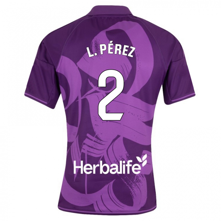 Férfi Luis Pérez #2 Ibolya Idegenbeli Jersey 2023/24 Mez Póló Ing